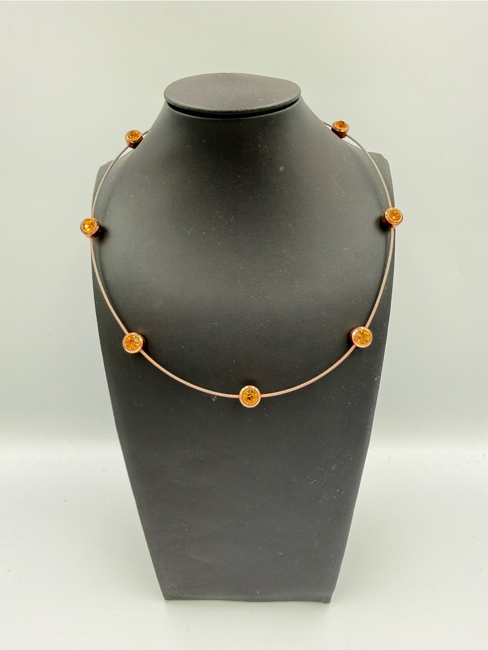 Minimalist Orange Crystal Station Necklace for Women